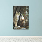 Kat en Kitten per boom Canvas Afdruk (Insitu (Houten vloer))