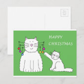 Kat en kitten spelen met kerstballen feestdagenkaart (Voorkant / Achterkant)