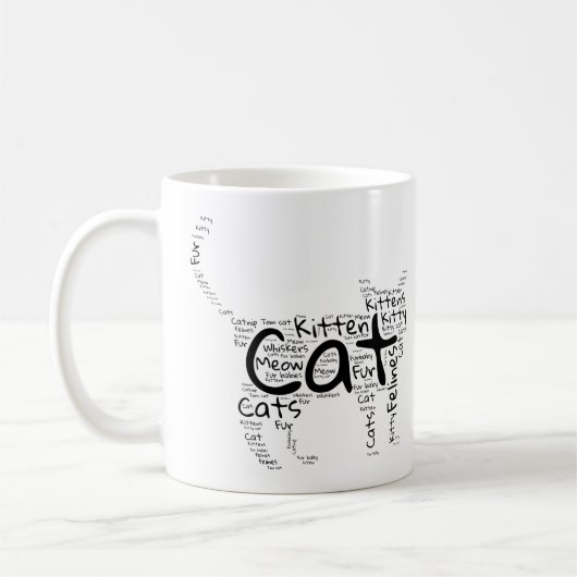 Kat en Kitten Word Cloud - Uniek ontwerp Koffiemok (Links)