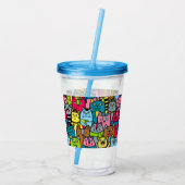 Kat en kittens acryl drinkbeker (Achterkant)