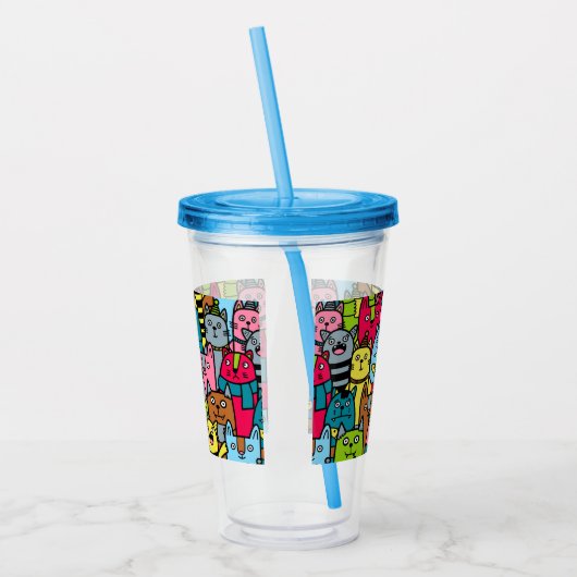 Kat en kittens acryl drinkbeker (Links)