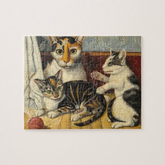 Kat en Kittens American 19e eeuw Legpuzzel (Horizontaal)