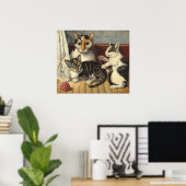 Kat en Kittens - Amerikaanse Fijne Kunstposter Poster (Thuiskantoor)