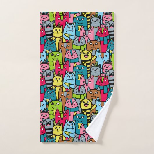 Kat en kittens bad handdoek (Handdoek)