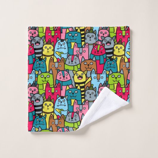 Kat en kittens bad handdoek (Wasdoekje)