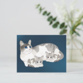 Kat en kittens briefkaart (Staand voorkant)