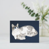 Kat en kittens briefkaart (Staand voorkant)