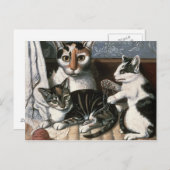 Kat en Kittens, c.1872-1883 Briefkaart (Voorkant / Achterkant)