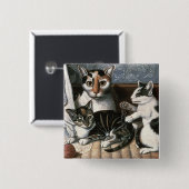 Kat en Kittens, c.1872-1883 Vierkante Button 5,1 Cm (Voorkant /achterkant)