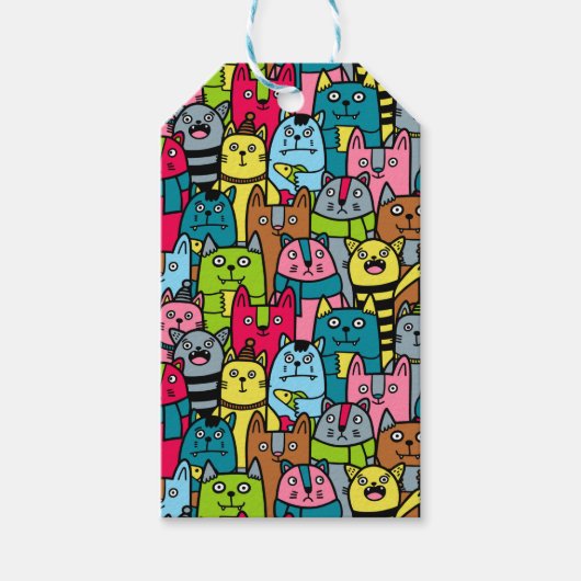 Kat en kittens cadeaulabel (Voorkant)