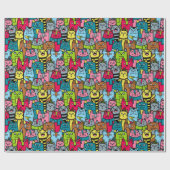 Kat en kittens cadeaupapier (Vlak)