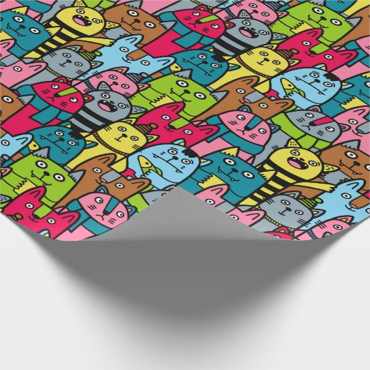 Kat en kittens cadeaupapier (Hoek)