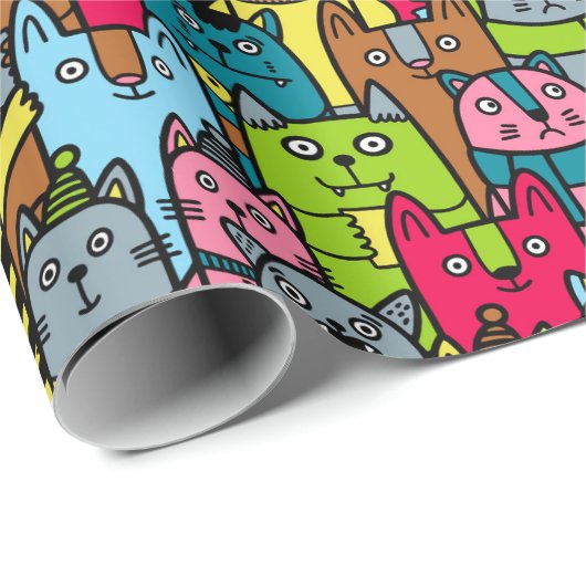 Kat en kittens cadeaupapier (Rol Hoek)