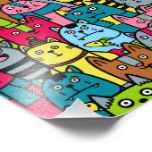 Kat en kittens foto afdruk (Hoek)