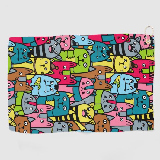 Kat en kittens golfhanddoek (Horizontaal)
