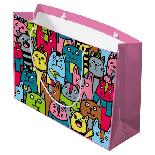 Kat en kittens groot cadeauzakje (Achterkant Gekanteld)