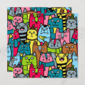 Kat en kittens kaart (Voorkant / Achterkant)