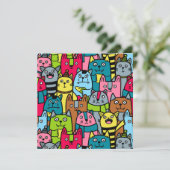 Kat en kittens kaart (Staand voorkant)