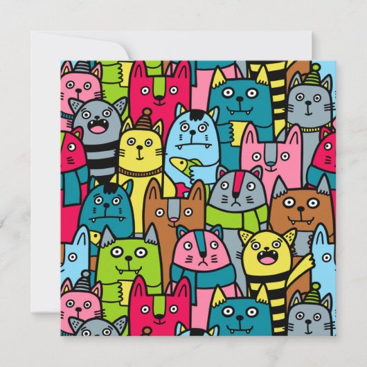 Kat en kittens kaart (Voorkant)