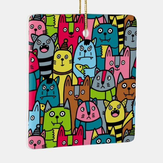 Kat en kittens keramisch ornament (Rechts)