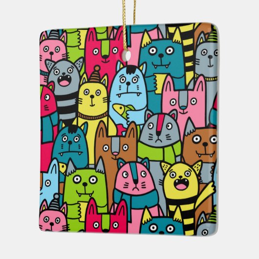 Kat en kittens keramisch ornament (Links)