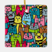 Kat en kittens keramisch ornament (Voorkant)