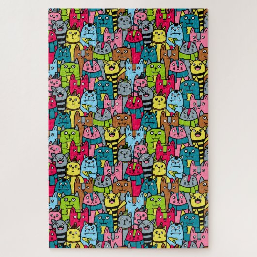 Kat en kittens legpuzzel (Verticaal)