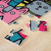 Kat en kittens legpuzzel (Zijkant)