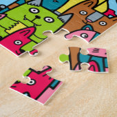 Kat en kittens legpuzzel (Zijkant)