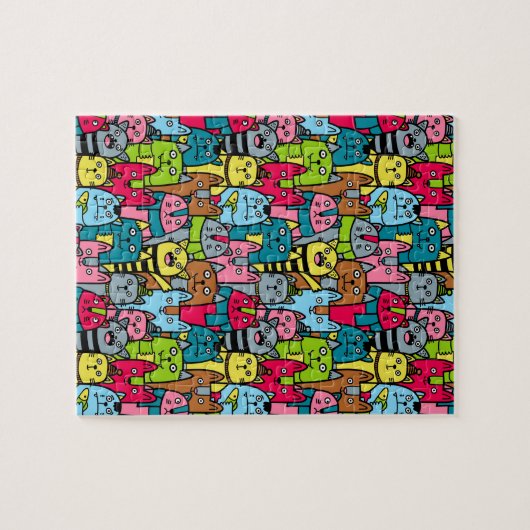 Kat en kittens legpuzzel (Horizontaal)