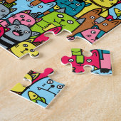 Kat en kittens legpuzzel (Zijkant)