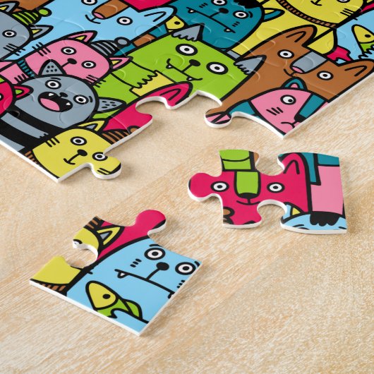 Kat en kittens legpuzzel (Zijkant)