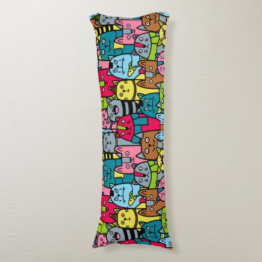 Kat en kittens lichaamskussen (Voorkant Verticaal)