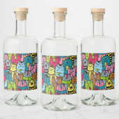 Kat en kittens likeurfles etiket (Flessen)