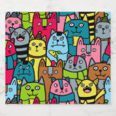 Kat en kittens likeurfles etiket (Enkel label)