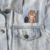 Kat en Kittens, Louis Wain Vierkante Button 5,1 Cm (In situ)