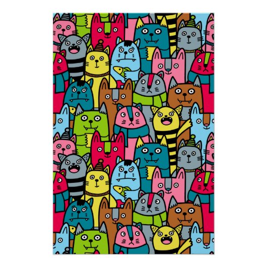 Kat en kittens perfect poster (Voorkant)