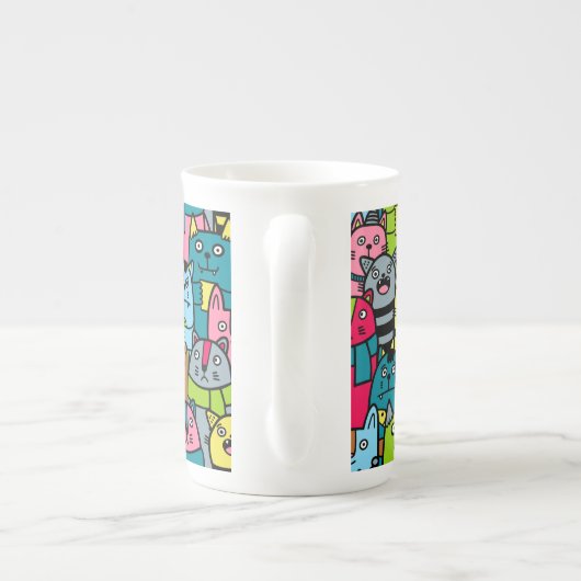 Kat en kittens porselein kop (Achterkant)