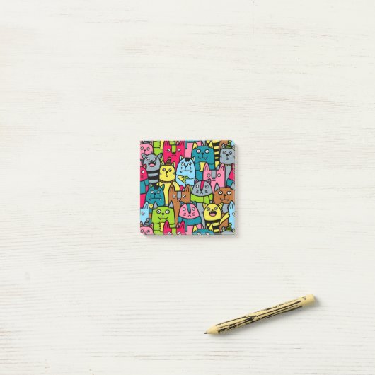 Kat en kittens post-it® notes (Op bureau)
