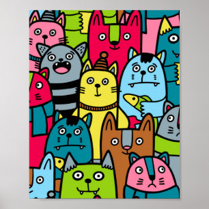 Kat en kittens poster