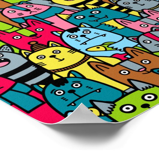 Kat en kittens poster (Hoek)