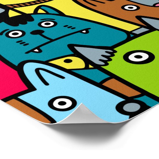 Kat en kittens poster (Hoek)