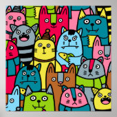 Kat en kittens poster (Voorkant)