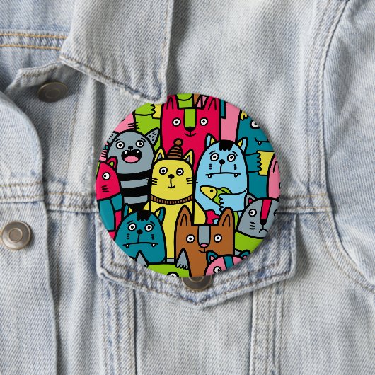 Kat en kittens ronde button 4,0 cm (In situ)