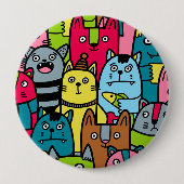 Kat en kittens ronde button 4,0 cm (Voorkant)