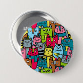 Kat en kittens ronde button 7,6 cm (Voorkant /achterkant)
