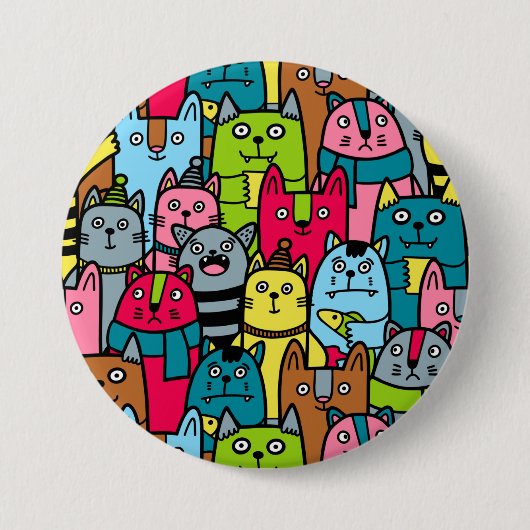 Kat en kittens ronde button 7,6 cm (Voorkant)