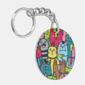 Kat en kittens sleutelhanger (Voorkant Links)