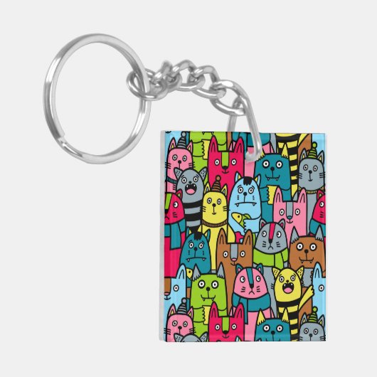 Kat en kittens sleutelhanger (Voorkant Links)