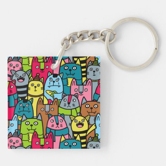 Kat en kittens sleutelhanger (Achterkant)